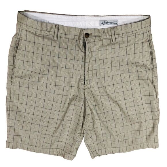 Greg Norman Golf Tan Plaid Men’s Shorts Flat Front Size 38 - Picture 1 of 8